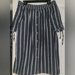 Women's IT'S blue/white 3/4 sleeve striped dress, Large.